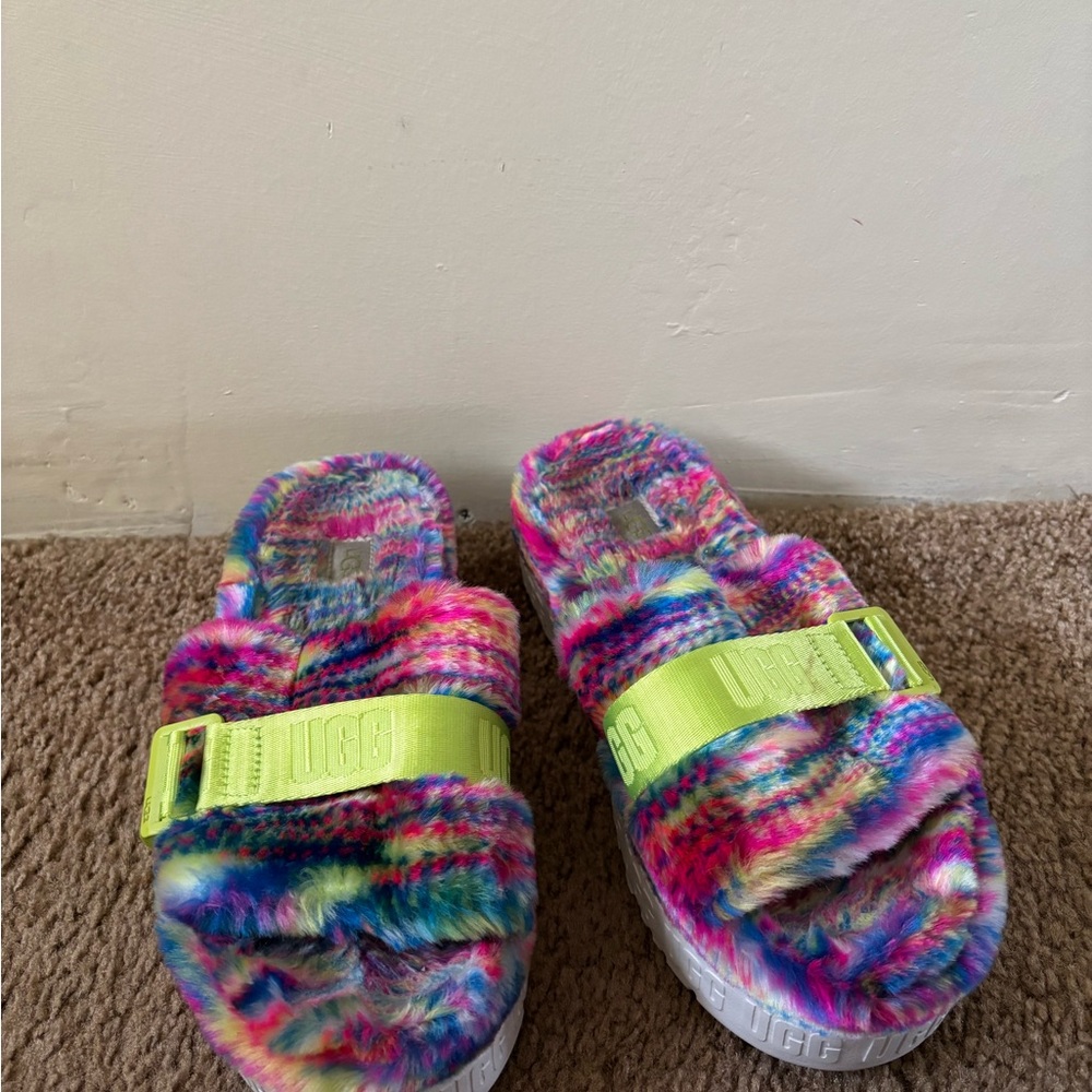 UGG Multicolor Fluffy Sandals